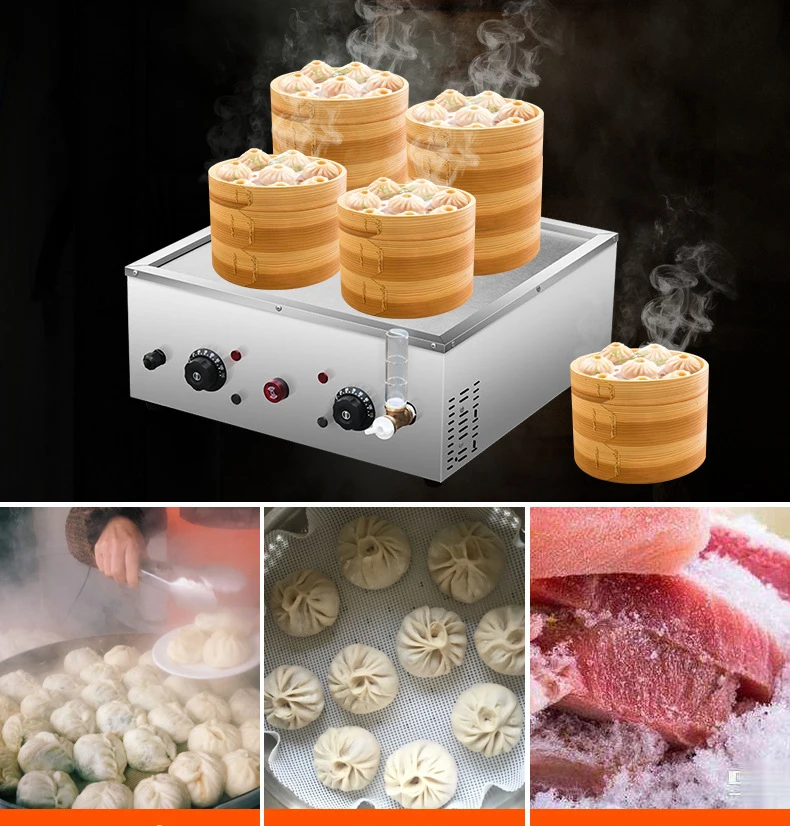 Electric Food Steamer Desktop Steamed Buns Machine Insulation Steaming Heating Pot Commercial Steamer Equipment