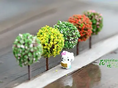 10 Mixed Color Mini Trees 35mm for Miniature Fairy Garden Dollhouse Plant Pot