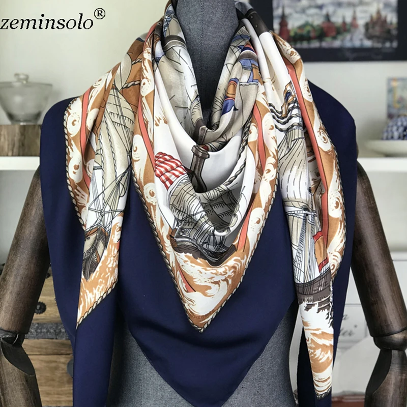 100% sciarpa di seta donna sciarpe quadrate avvolge fazzoletto da collo femminile Foulard seta Hijab Bandana Lady Bufandas scialli 130*130cm