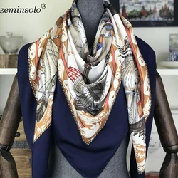 100% Silk Scarf Women Square Scarves Wraps Neckerchief Female Foulard Silk Hijab Bandana Lady Bufandas Shawls 130*130cm