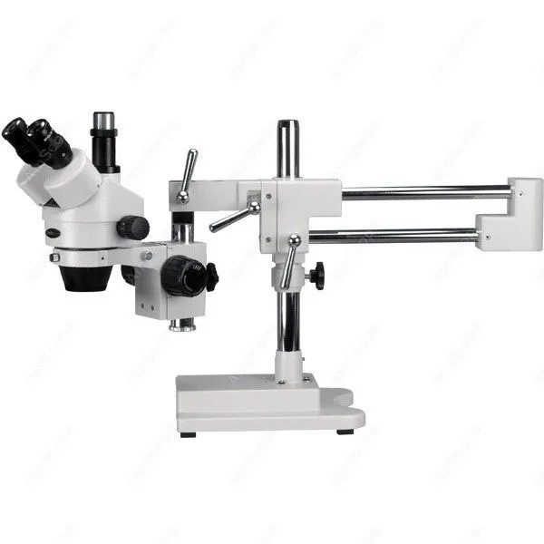 Trinocular Stereo Microscope--AmScope Supplies 3.5X-45X Trinocular Stereo Zoom Microscope with Double Arm Boom Stand