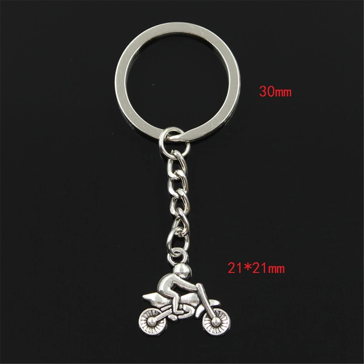 Fashion Motorcycle Motorcross Moto 21x21mm Pendant 30mm Key Chain Bronze Silver Color Men Car Gift Keychain Dropshipping