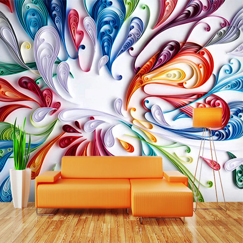 Custom 3D Mural Wallpaper For Wall Modern Art Creative Colorful Floral Abstract Line Painting Wall Paper For Living Room Bedroom