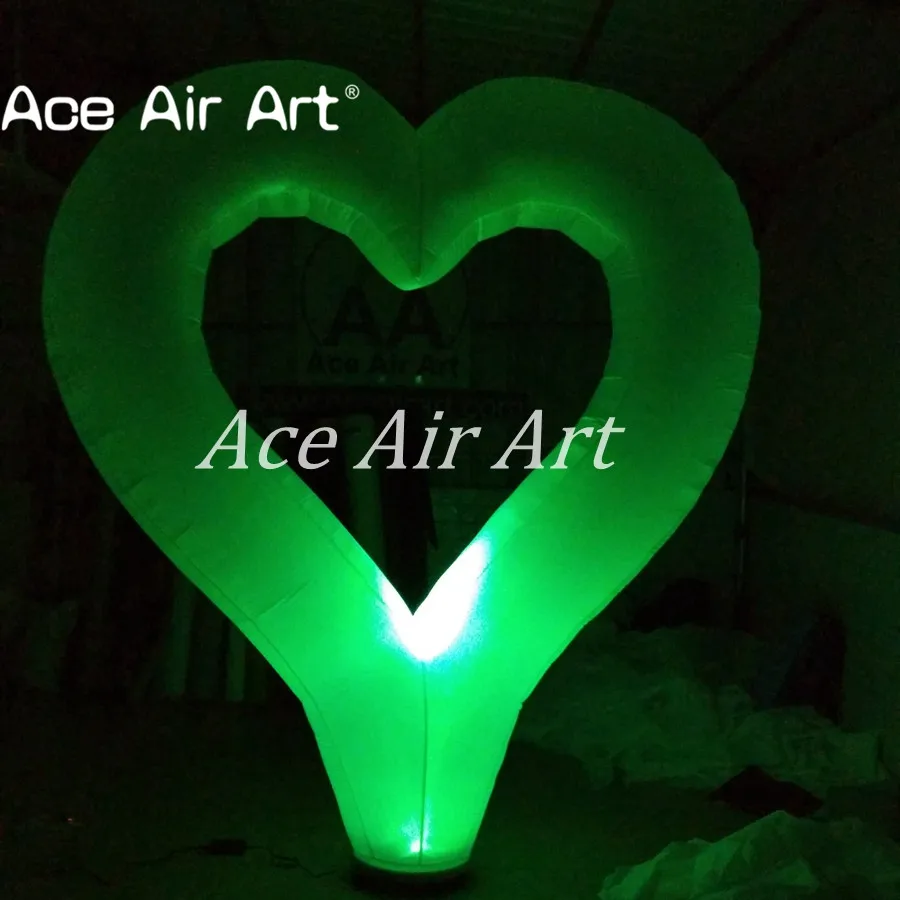 Colorful led inflatable heart with changing led lights,Romantic Inflatable Heart with base for wedding