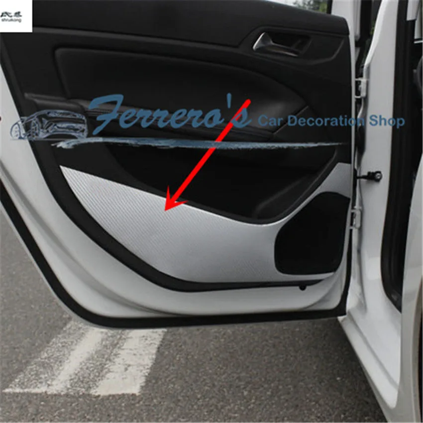 4pcs/Lot Car Accessories Carbon Fiber Car Stickers Door Protection Cover For 2015 2016 2017 Peugeot 308 T9