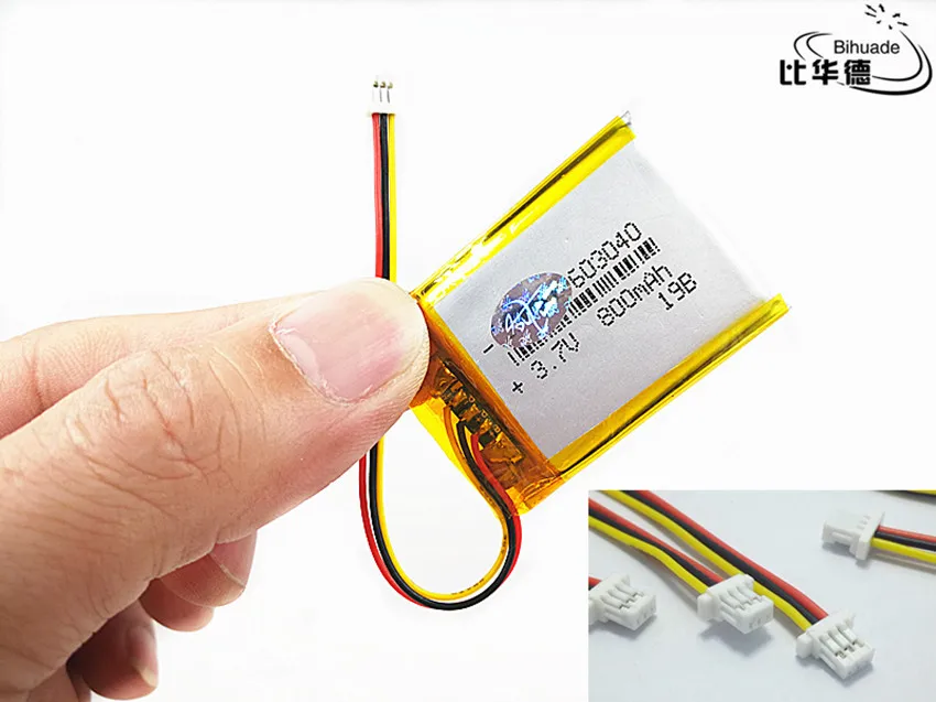 JST PH 1,0 mm 3-pinowy 3,7 V, 800 mAH 603040 Polimerowy akumulator litowo-jonowy / litowo-jonowy do tabletu BANK, GPS, mp3, mp4