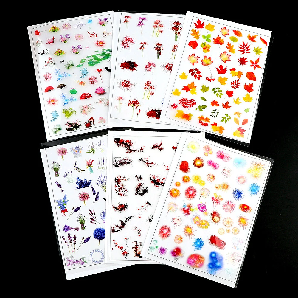 

Кленовый лист, слива, цветок, фейерверк, прозрачная наклейка с использованием эпоксидной формы