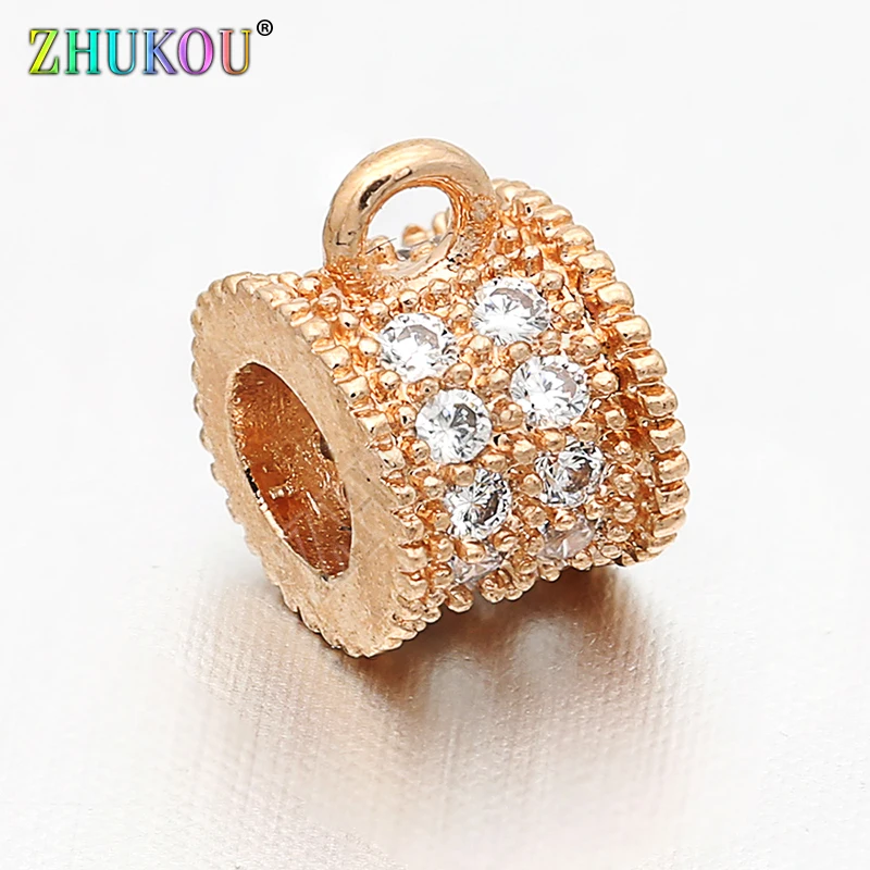 7*5mm Supplies for Brass Cubic Zirconia Round Beads DIY Jewelry Findings Accessories,Hole: 3mm, Model: VZ127