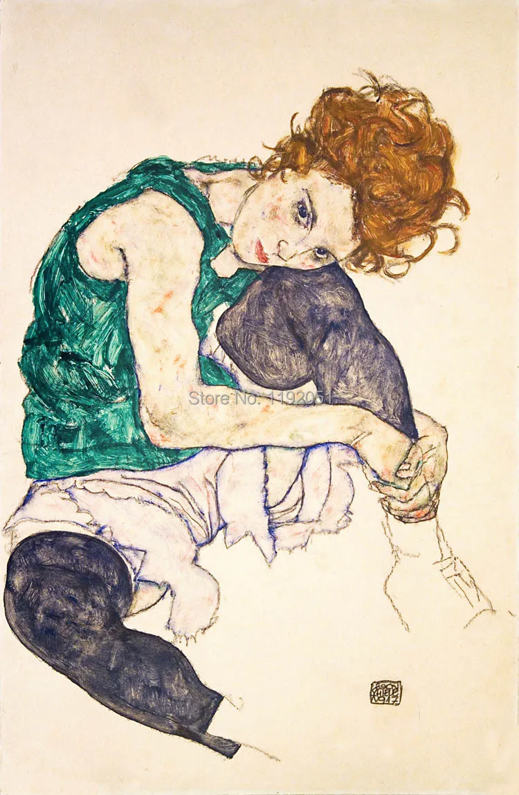 nude canvas paintings portrait modern decorative art  masterpiece reproduction artist's wife  By Egon Schiele