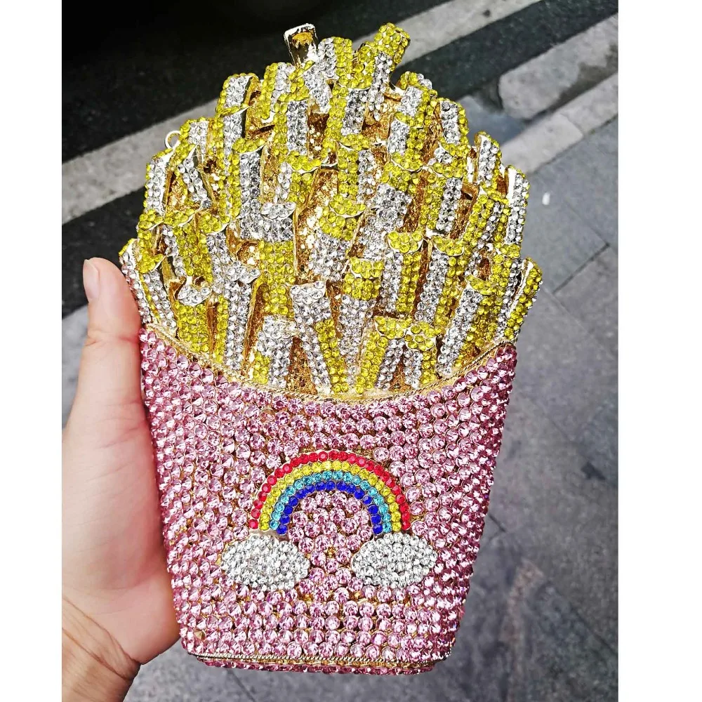 

Chips Diamond Women Clutches Bags Lady Evening Clutch Bags Dinner Purse Party Handbag Crystal Evening Pink Yellow Bag SC798