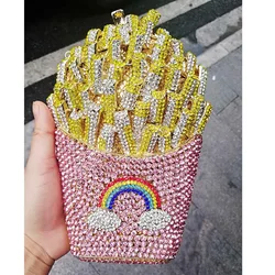 Chips Diamond Women Clutches Bags Lady Evening Clutch Bags Dinner Purse Party Handbag Crystal Evening Pink Yellow Bag SC798