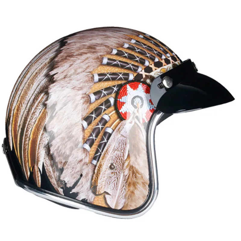 Motorcycle Helmet Indian Drawing Cafe Racer Helmet Abs Shell Light Weight Vintage Motorcycle Helmet CE ok used for Spain France