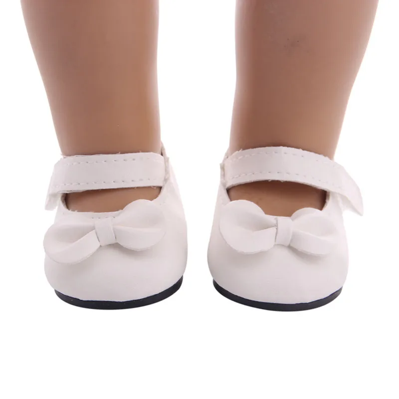 Bowknot Leather Canvas Shoes Fit 18Inch American&43CM Reborn New Born Baby Doll Clothes Accessories Nenuco Ropa Generation Toys