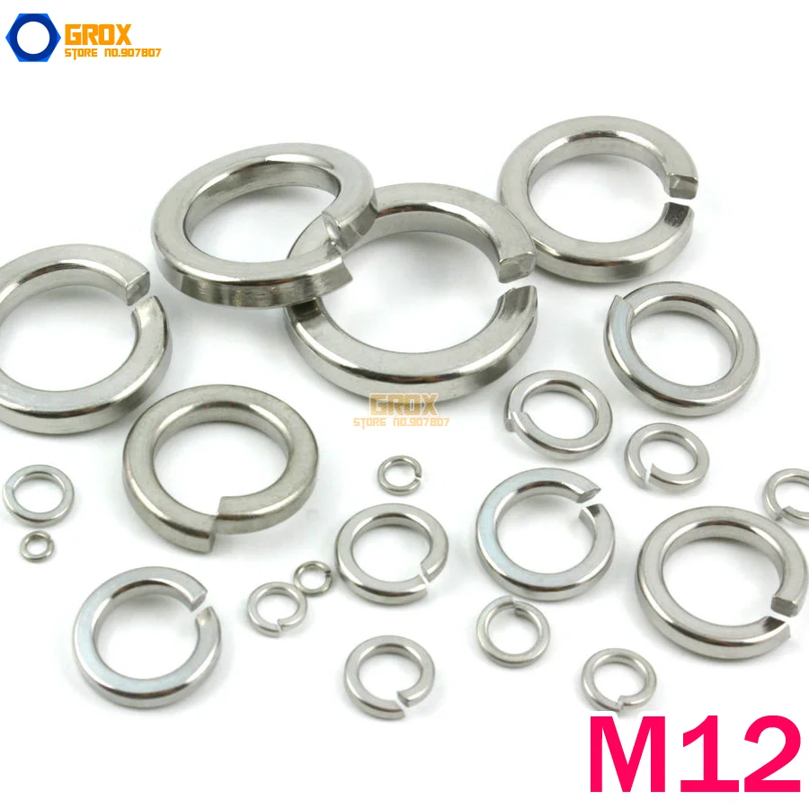 

50 Pieces M12 Split Lock Washer Marine Grade 316 Stainless Steel