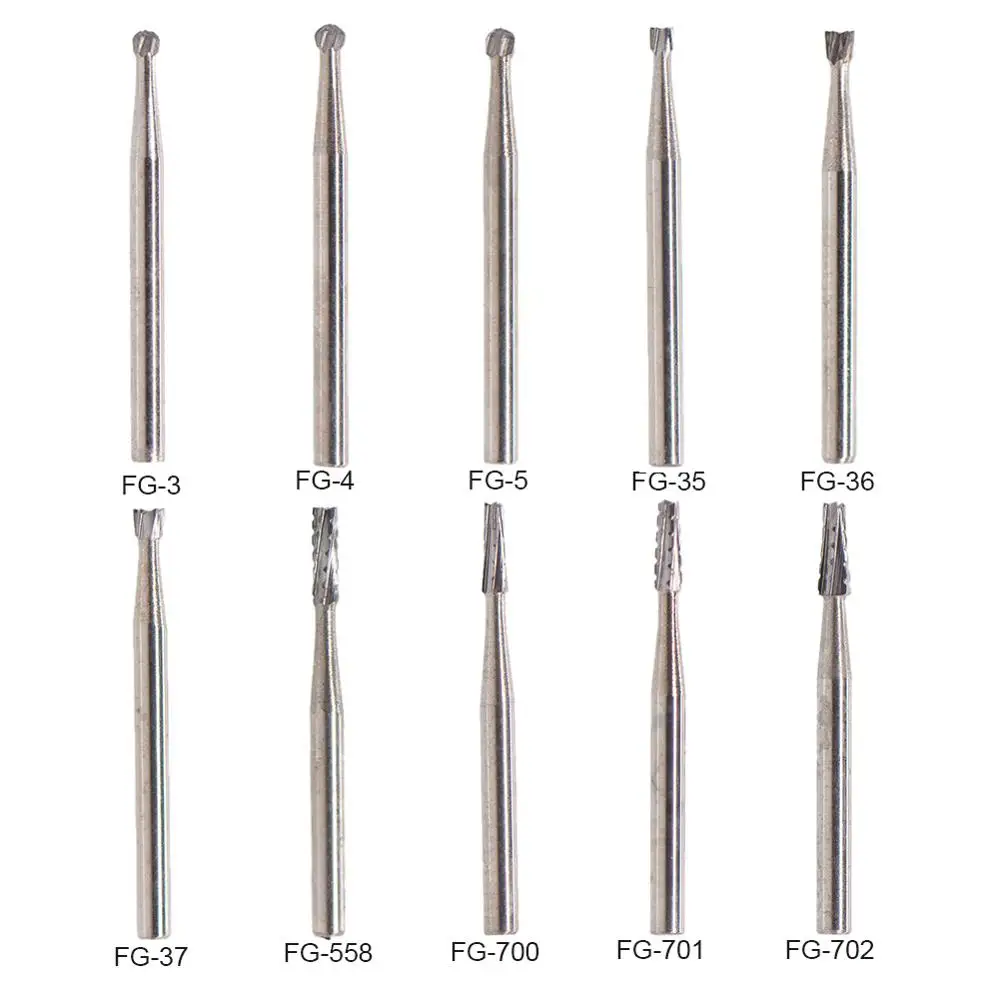 10 pcs Dental Tungsten Steel Carbide drills Burs for High Speed Handpiece Bit Fissure Bur Ball Dentist Tools Dental Lab FG 700