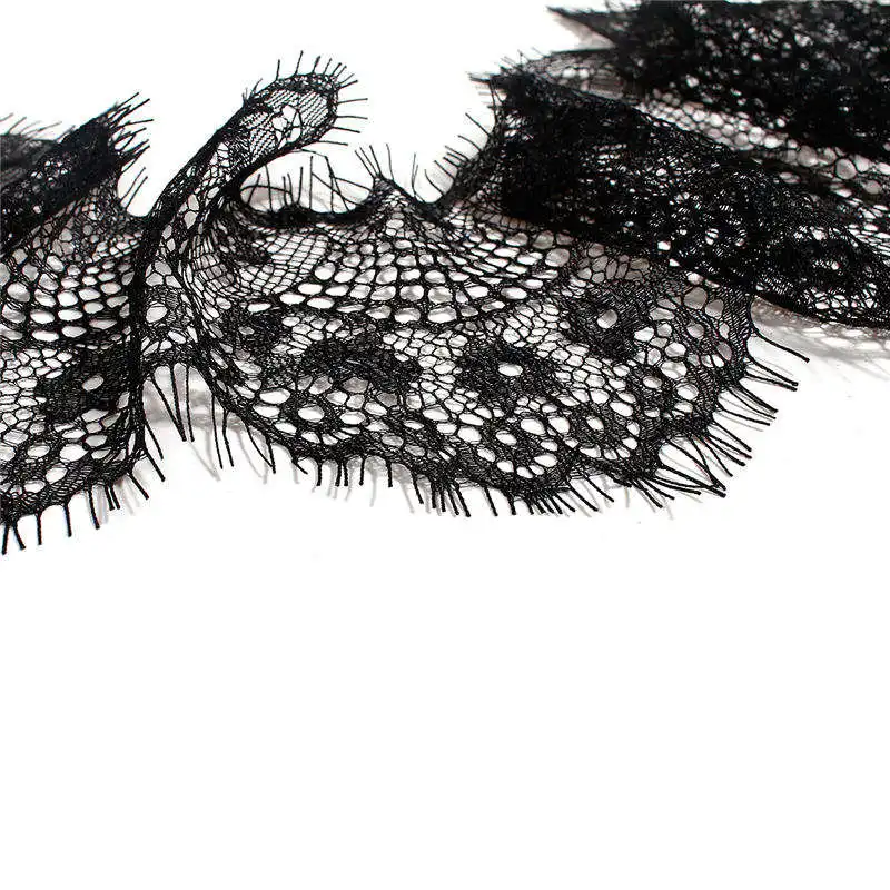 3M/PC Black White Eyelash Lace Fabric DIY Decorative Soft Nylon Lace Trim Clothing Sewing Applique Fabric 10cm width