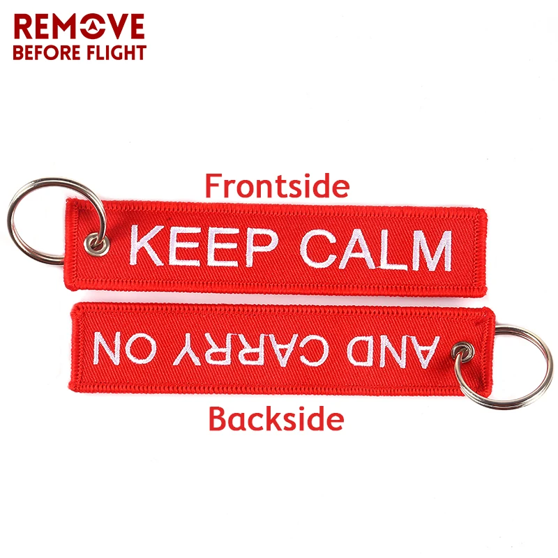 KEEP CALM AND CARRY ON Keychain Key Holder  Cool Key Chain for Motorcycles and Cars Embroidery Key Fobs OEM Keychains 5 PCS/LOT