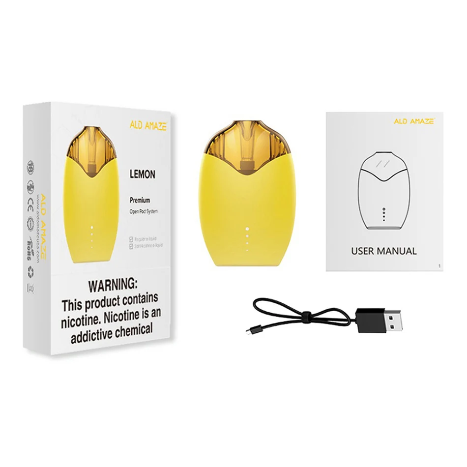 Originální  elektronická cigareta ALD AMAZE citron vape souprava 510mah 3.0ml komora vestavěný baterie 1.0ohm keramika svitek atomizér lusk mod