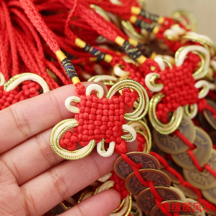 20PCS - Wholesale Five CHINA copper cash Money FENG SHUI Chinese knot talisman Pocket car home wall GOOD LUCK Hanging ornament