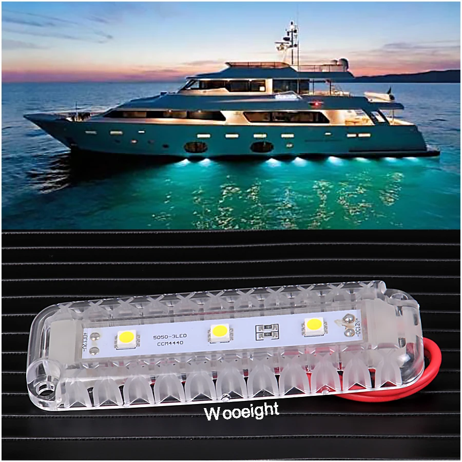 

Wooeight Boat Accessories 12V White Light ABS Night Storage Room Water Landscape Light Fishing Lamp for Marine Yacht Sailing