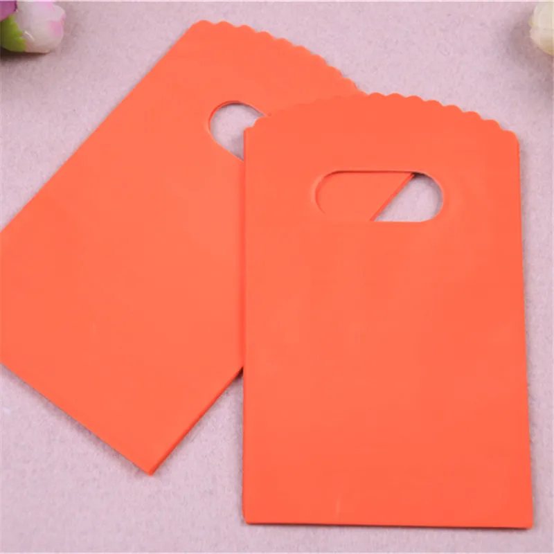 New Design High Quality Wholesale 50pcs/lot 9*15cm Luxury Small Solid Orange Packaging Bags Favor Wedding Gift Pouches