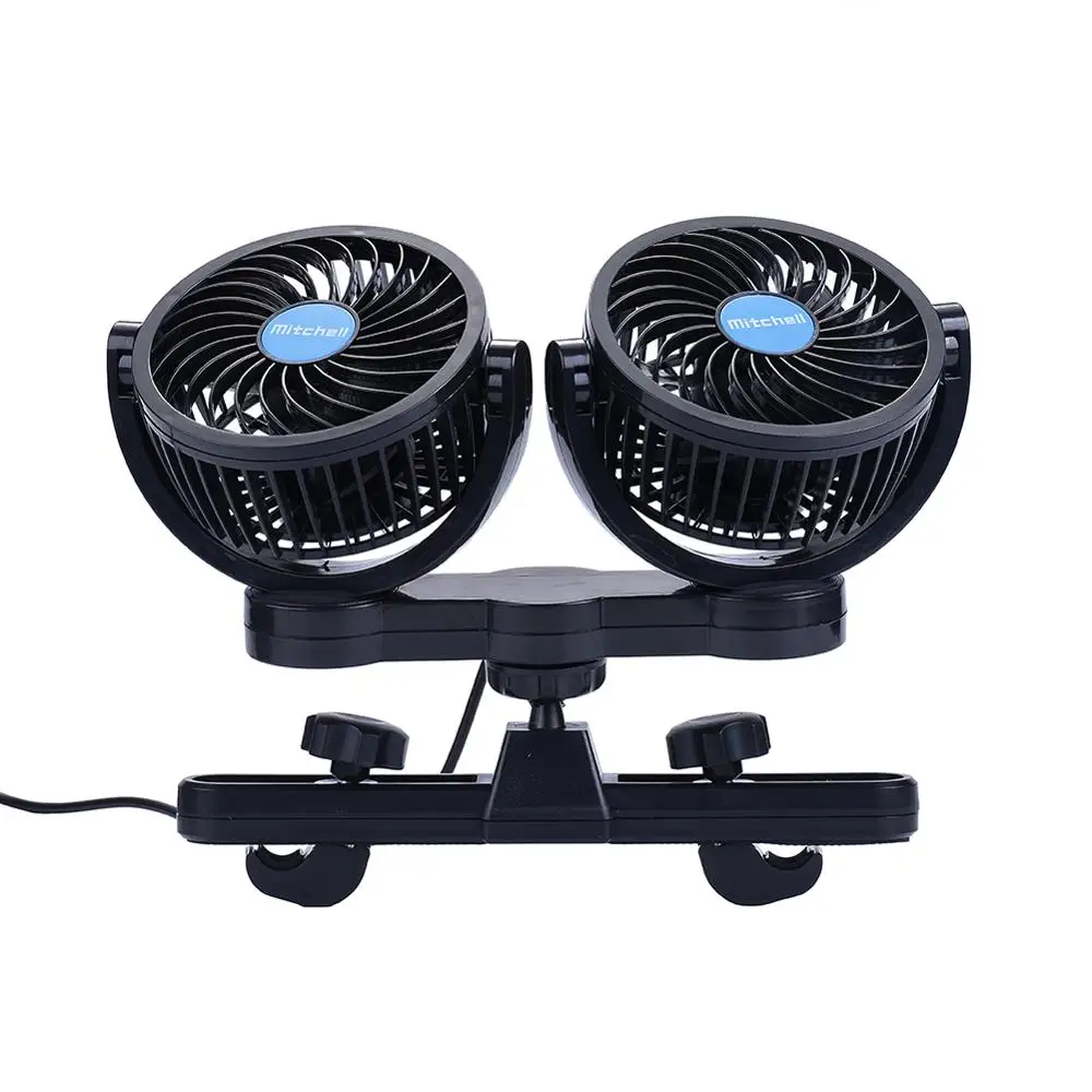 12V Cooling Air Fan Rear Seat Passenger Portable Car Seat Fan Headrest 360 Degree Rotatable Backseat Car Fan