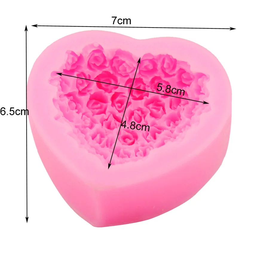S036 Heart Rose Flower Valentines Molds For Silicone Artisan Soaps 3d Chocolate Mould Candle Making Baking Desserts Utensils