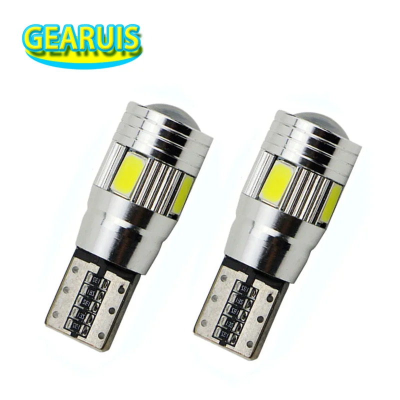 HK Post free 100X High power T10 Canbus 6SMD 5630 LED with Lens no Error 6 smd 5730 Car Wedge Light 501 194 168 DC 12V