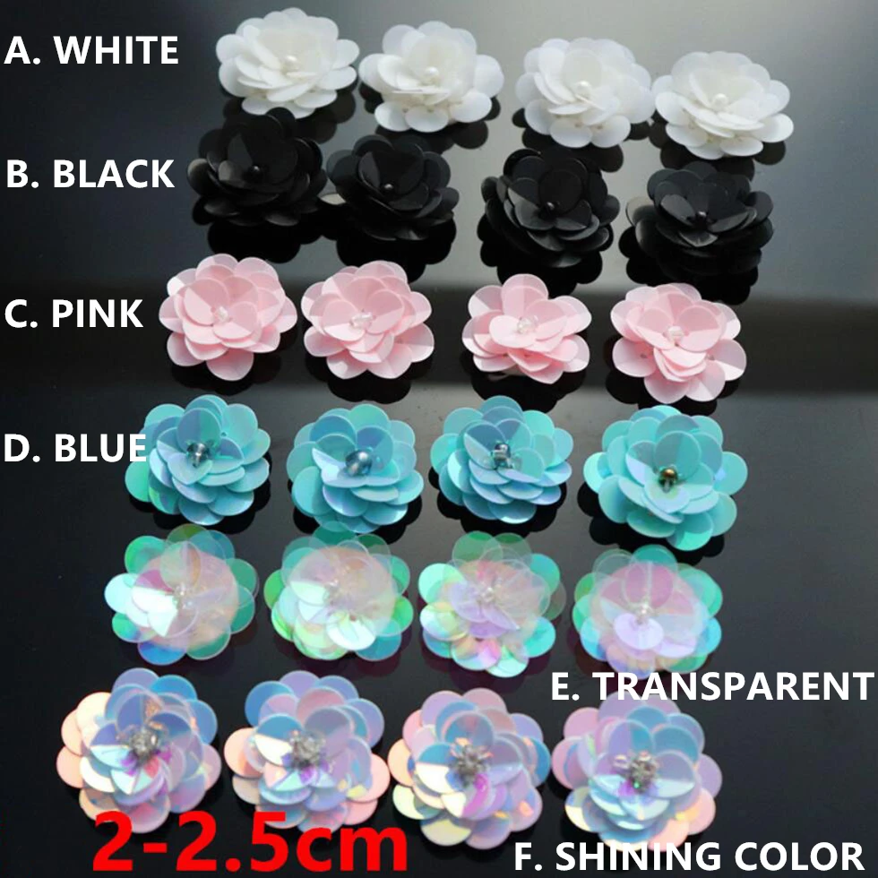 AHYONNIEX 10pcs/lot Small Sequins Flowers Patches Beads Patches Sew On Beading Applique Clothes DIY Earrings Shoes Bags Patches