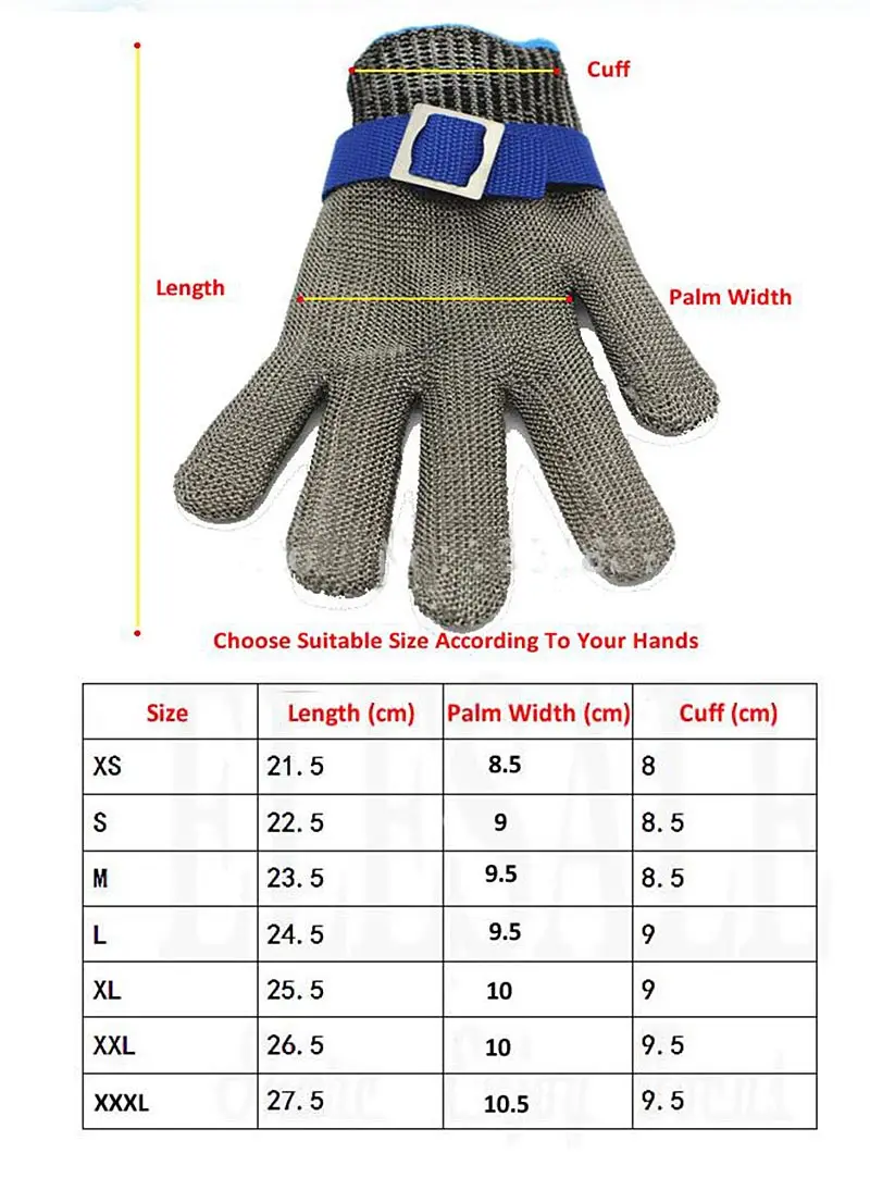 100% High Quality Stainless Steel Mesh Butcher Glove Cut Resistant Metal Anti Cutting Gloves Safety Work For Butcher Workers