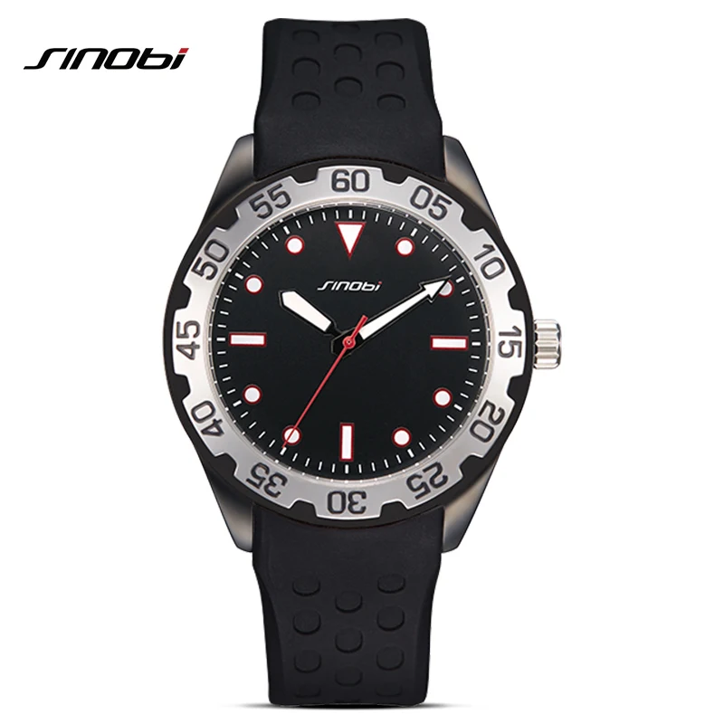 SINOBI Fashion Men\'s Sports Watches Luminous 43mm Dial Arabic Numerals Stainless Steel Case Waterproof Men\'s Wristwatch Clock
