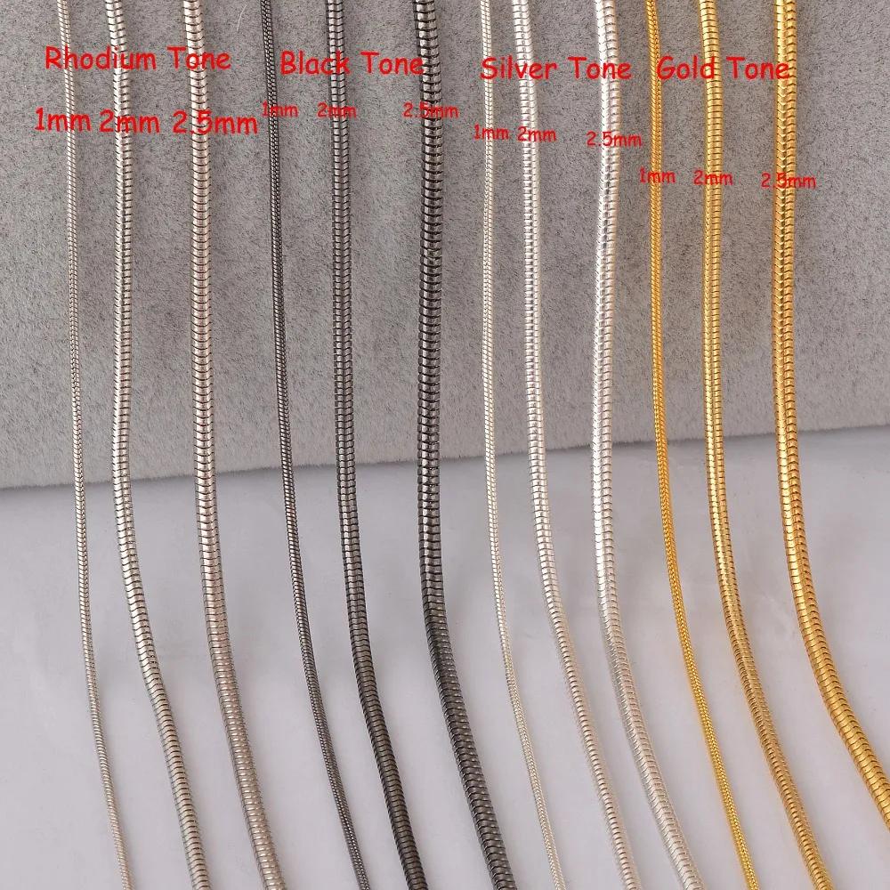 1 piece Width 1mm 2mm 2.5mm Snake chain necklace length 40cm-80cm For Diy Jewelry Making Chain for Pendant Necklace Bracelet