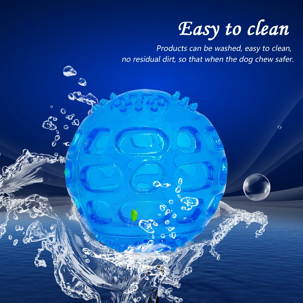 Dog Toy Ball Pet Squeak Ball Waterproof Sound Toys Rubber Teeth Clean Balls For Small Medium Large Dogs Pet Orange Blue GREEN