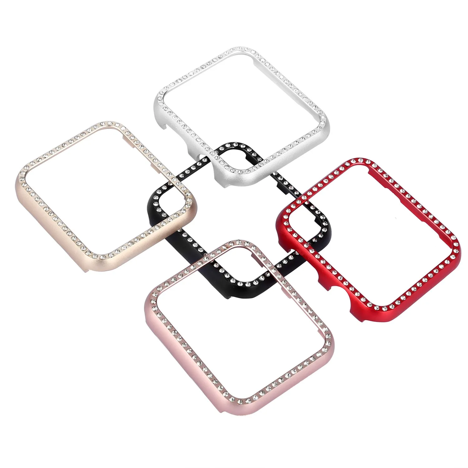 

Bling Diamond Bumper Case For Apple Watch Cover Series 5 4 3 2 1 38mm 42mm 40mm 44mm Case For iWatch Aluminum Metal Cover