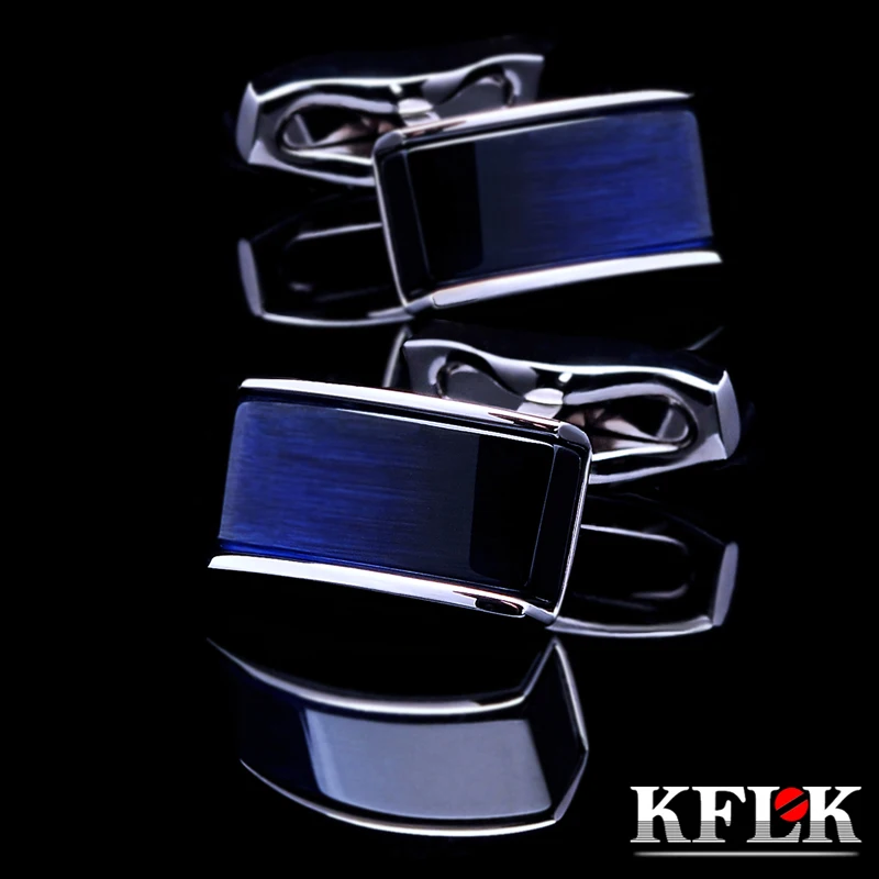 

KFLK Jewelry shirt cufflinks for mens Brand buttons cuff links Blue black gradual gemelos High Quality abotoaduras guests