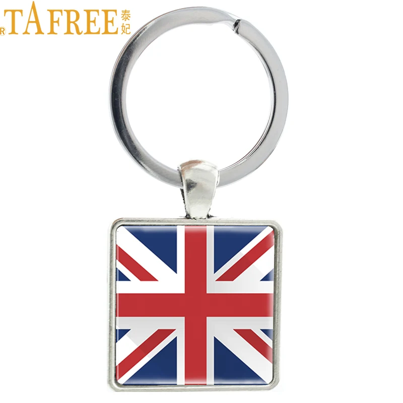 TAFREE UK Flag Union Jack key chain ring holder England Banner Great Britain United Kingdom men women keychain jewelry AA103