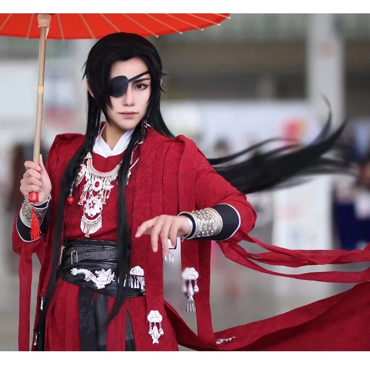 Tian guan ci fu Cosplay Xie lian Black Long Cosplay Wigs Hua cheng  Hair Wig