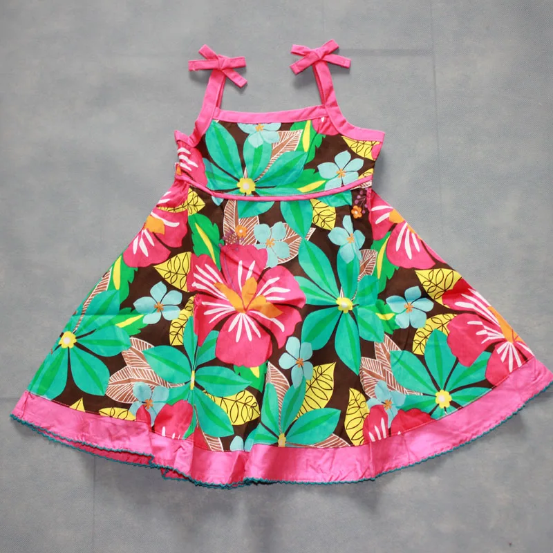 Newborn Girl Summer Strap Flower Dress Fashion Chinoiserie 1-5T