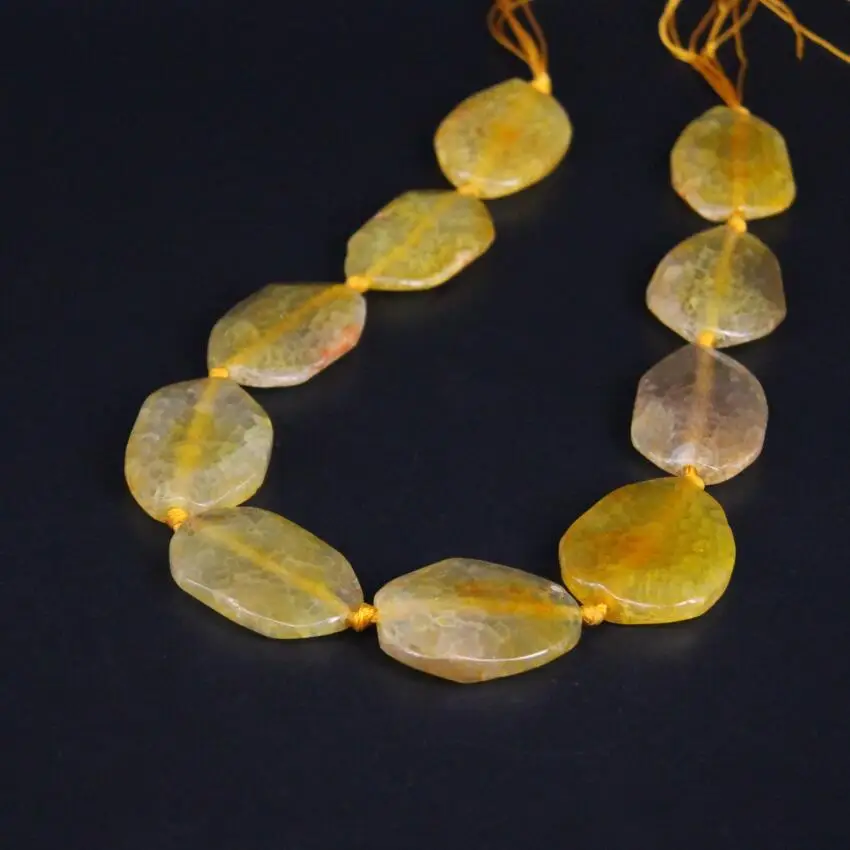 

Approx10PCS/strand Light Yellow Natural Agates Faceted Slice Slab Pendant Beads,Raw Stone Cut Nugget Loose Beads Jewelry Making