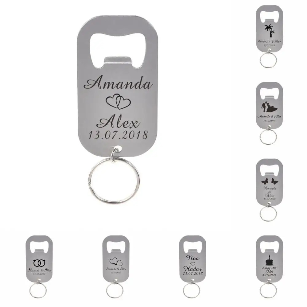 

50Pcs Personalized Customize Stainless Steel Bottle Openers Silver Party Decor Wedding Decoration Favors Engraved Baby Shower