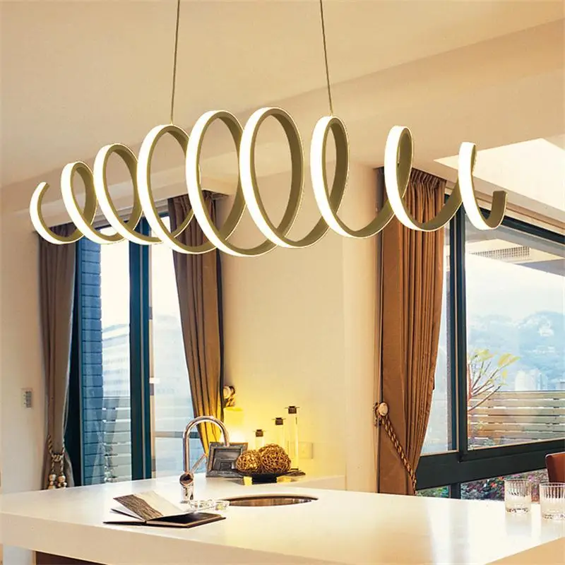 Wave Circular Modern LED Pendant Lights Kitchen Dining Table Luminaire Creative Bar Counter Hanging Lamp Stair Lobby Droplight