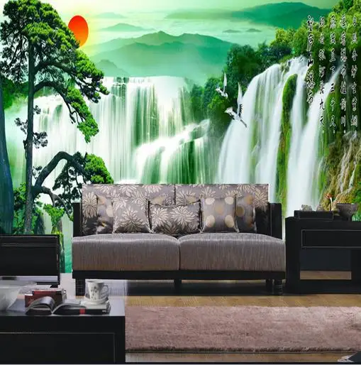 

beibehang Stylish new stereoscopic mural waterfall landscape wallpaper TV sofa backdrop mural custom wallpaper papel de parede