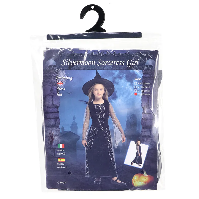 Kerst Carnaval Halloween Tovenares Goochelaar Silvermoon Heks Meisje Kostuum Kids Fantasia Fancy Dress Kinderen Cosplay Kleding