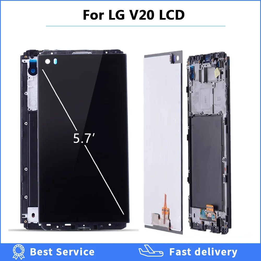 For LG V20 LCD Display VS995 VS996 LS997 H910 Touch Screen Digitizer With Frame Full Assembly Replacement Parts 5.7inch lcd