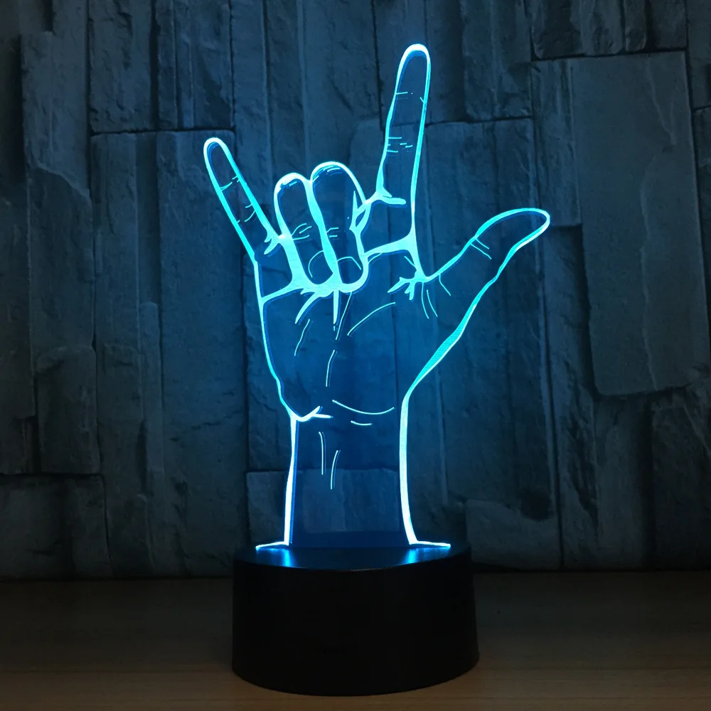 3D Optical Illusion I Love You Sign Language LED Hologram Night Light USB Operated Romantic Valentine\' Day Party Decoration