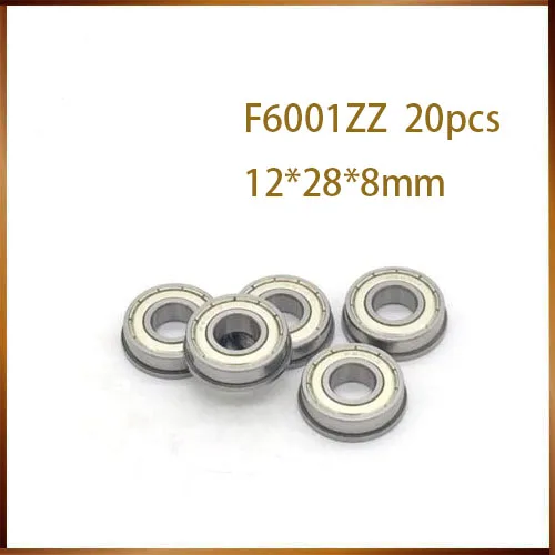 20pcs/Lot F6001ZZ F6001 ZZ 12x28x8mm Metal Shielded Flange Deep Groove Ball Bearing Brand New