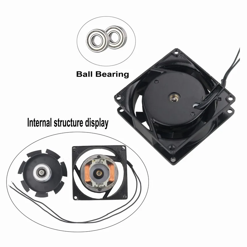 Gdstime 2 Pcs Two Ball Bearing 220V 240V 80x80mm PC Case AC Fan 8025 8cm Exhaust Metal AC Cooling Fan 80x25mm 220 Volt