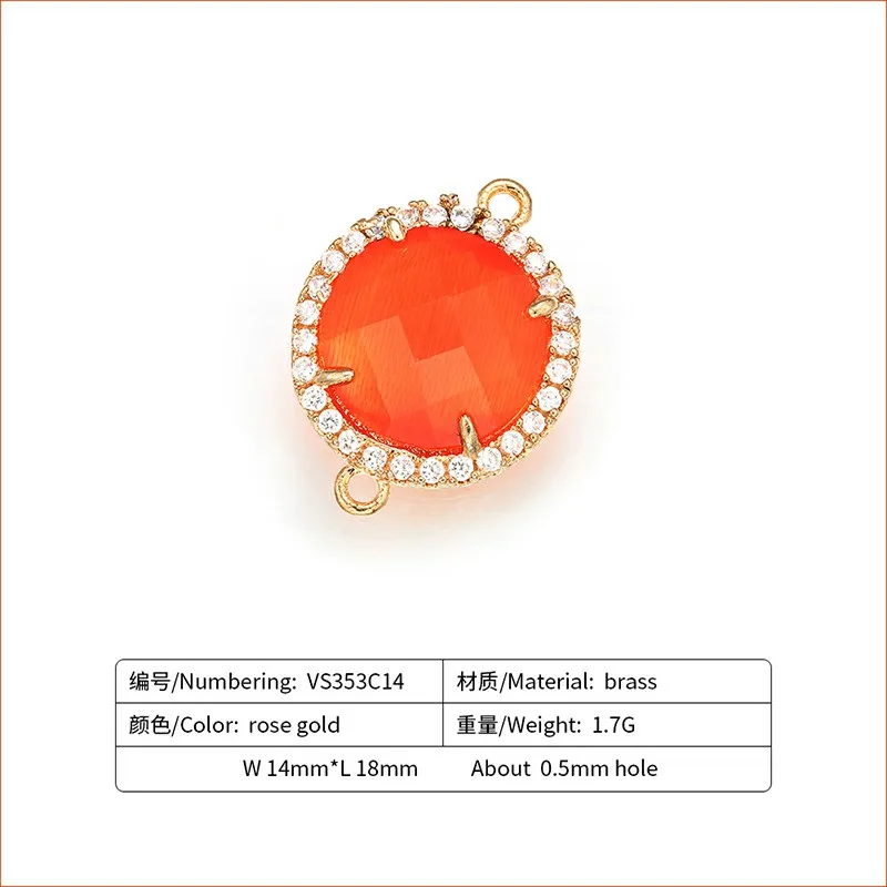 ZHUKOU 14x18mm Mooie Messing Zirconia Ronde Kristal Connectors voor Ketting Handgemaakte sieraden maken bevindingen model: VS353