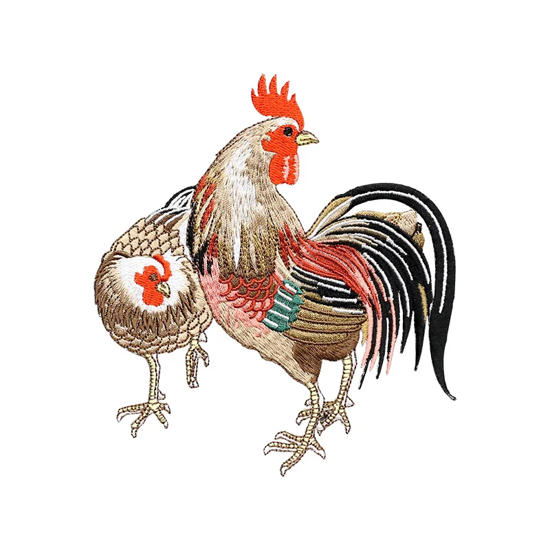 1 Piece Embroidery Hen Cock Rooster Patches for Clothes Chicken Animal Clothes Hole Repair Decoration Iron On Patches