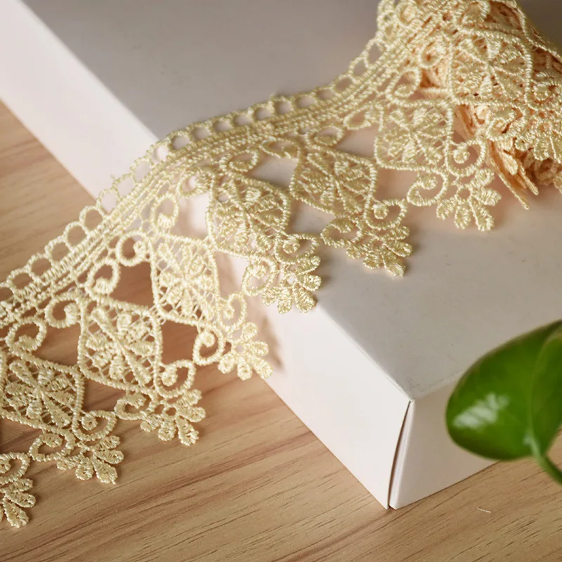 3 Meters 7.5 CM Lace Trims Webbing Applique for Costumes Trimmings Ribbon Polyester Beige Home Textiles Sewing Fabric